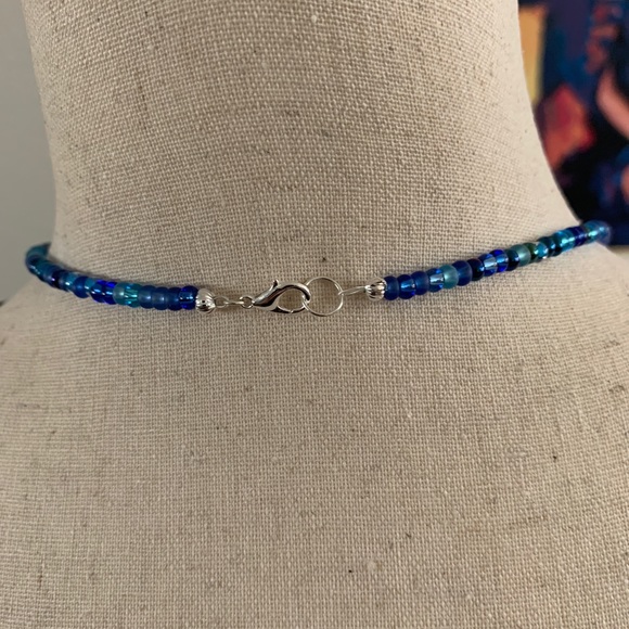 Boho beaded diffuser necklace blue - Picture 3 of 5